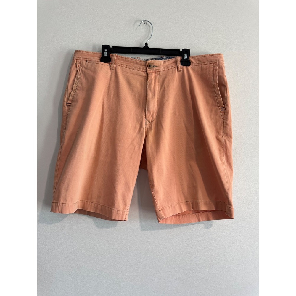 Tommy Bahama Flat Front Chino Shorts Mens 38 Coral Orange Cotton Stretch